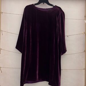 Eileen Fisher Velvet Midi Dress in Deep Plum